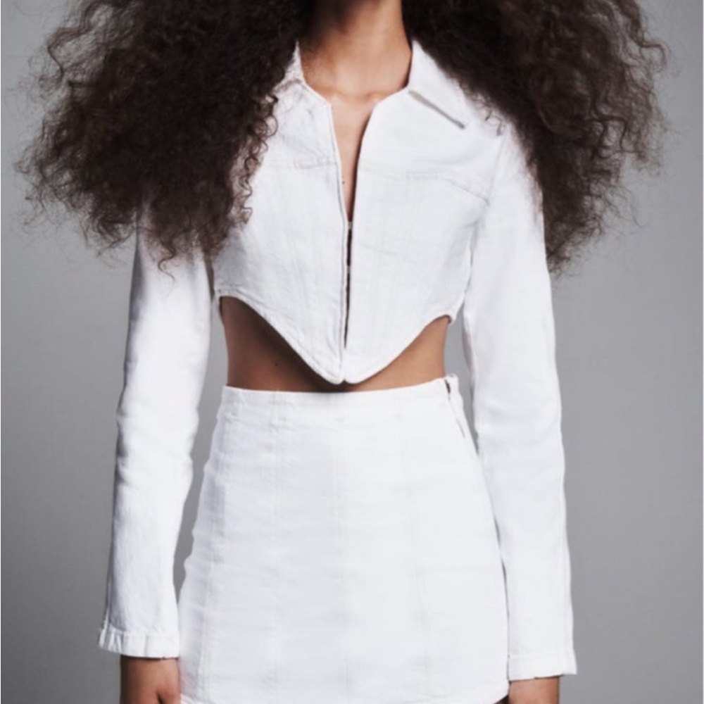 Limited Edition Zara White Cropped Corset Jacket